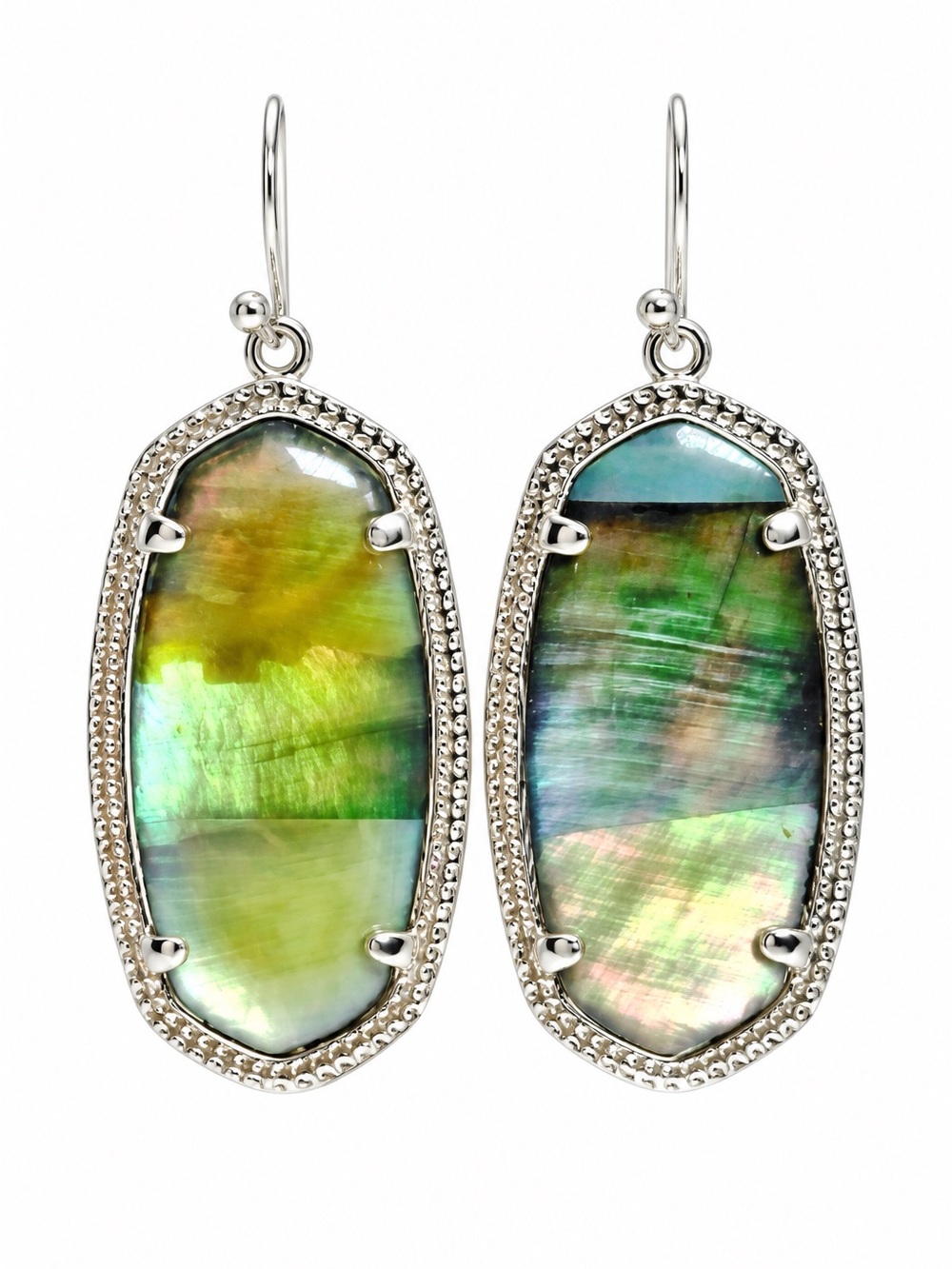 Kendra Scott Elle Earrings in abalone Glass, Rhodium Plated